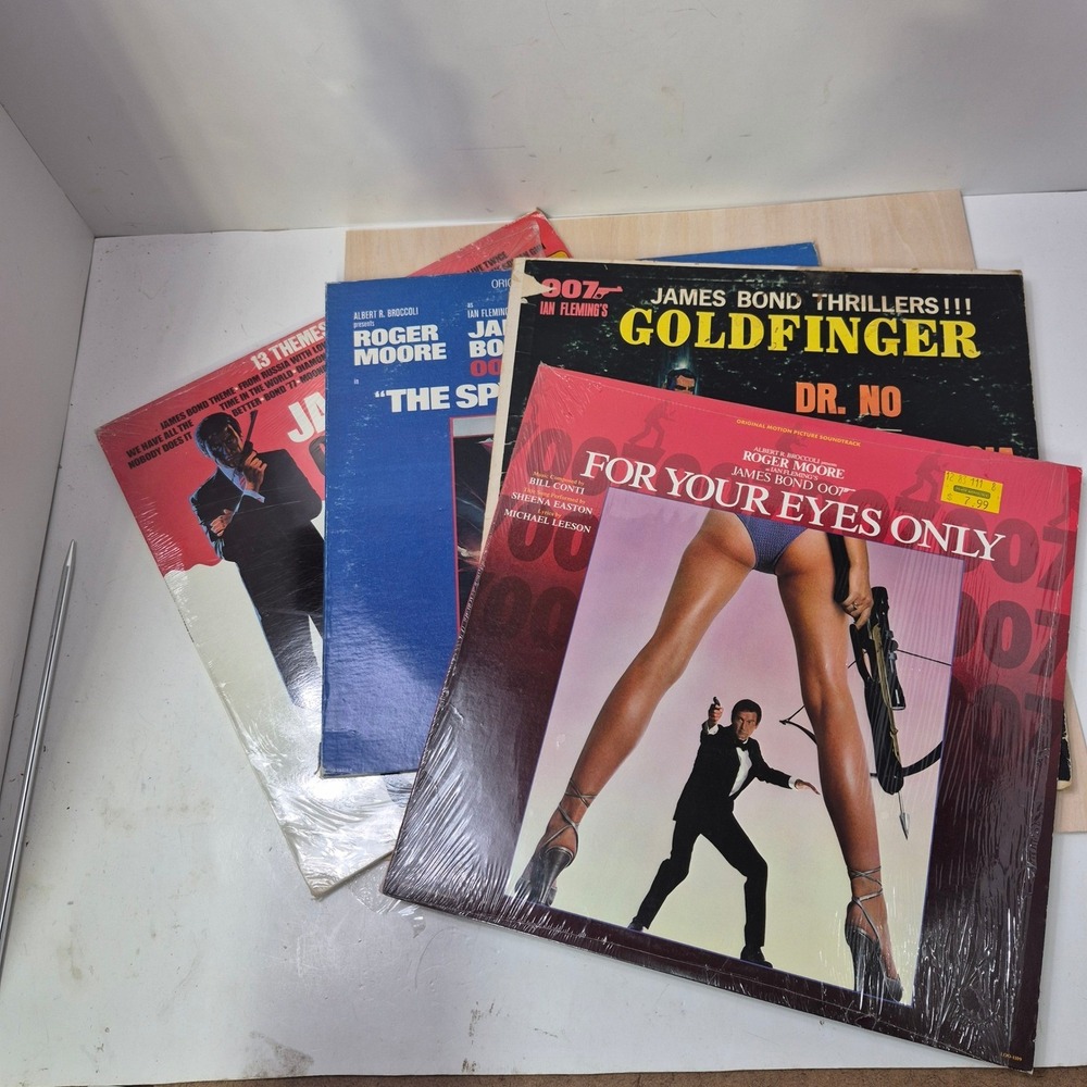 James‎ Bond 4 Vinyl Records Goldfinger, For Your Eyes Only, spy who loved me,